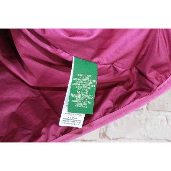LL Bean Pink Quilted Waterproof Full Zipper All-Season Jacket Size M 5-6 - Picture 6 of 10